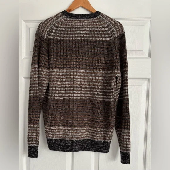 Weatherproof Original Men's Marled Knit Patterned Brown Striped Sweater, Size M - Picture 2 of 2